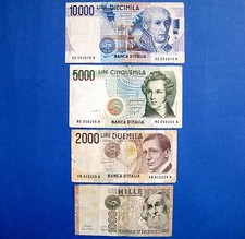 Banconote Italia 1982-1990 - 1000, 2000, 5000, 10.000 Lire