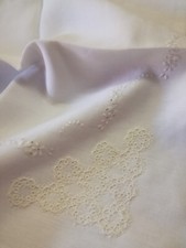 Corredo lenz. lino Bellora RICAMO A MANO chiacchierino 2,70 x 2,50 con federe