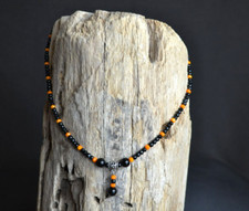 Collana da Uomo Surfista Girocollo con Pietra Onice Nero chiusura Argento 925