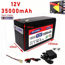 Confezione Batteria 12V 35Ah Ricaricabile 35000mAh Li-ion 5V2.1A USB Alimentazione Display Port