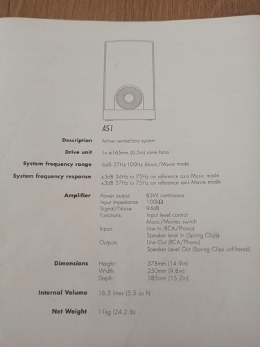 Subwoofer bowers wilkins - &,