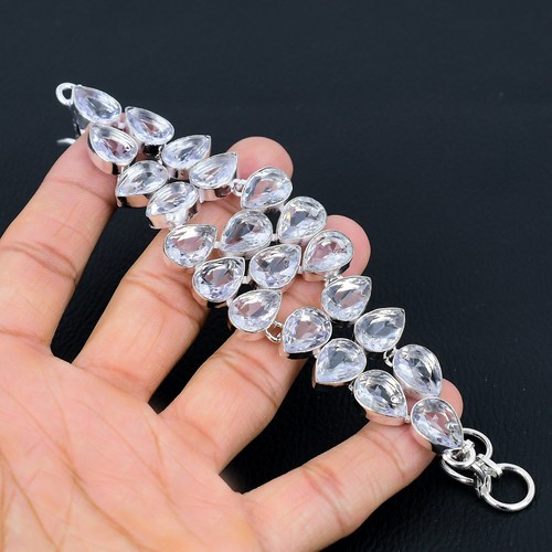 Topazio bianco gemma - bianco, bracciale