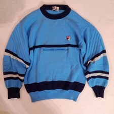FILA Vintage 70/80s Maglione Sci Ski Pure Wool Jumper Made in Italy 48 M Rare