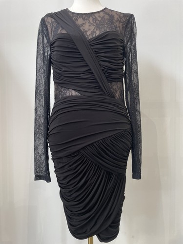 Abito bcbgmaxazria nero pizzo - abito,