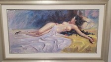 Dipinto tempera nudo di donna