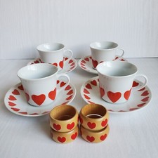 Set anelli tovagliolo piattino tazza tè San Valentino Demitasse vintage Thun Cecoslovacchia