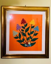 Quadro con fiori lavorato ad uncinetto. TUTTO A MANO