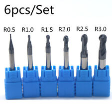 6 pezzi raggio 0,5-3,0 mm 2 flauti carburo di tungsteno sfera naso fine fresa set strumento CNC 