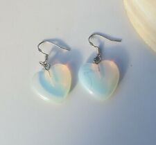 ORECCHINI CUORE VERO OPALE NOBILE E ARGENTO 925 RARI GIOCHI DI LUCE ROSSO/BLU