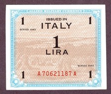 ITALIA 1 LIRA Banconota 1943