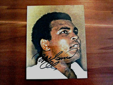 MUHAMMAD ALI CASSIUS CLAY BOXING HOF FIRMATO AUTO VINTAGE FOTO A COLORI JSA LOA