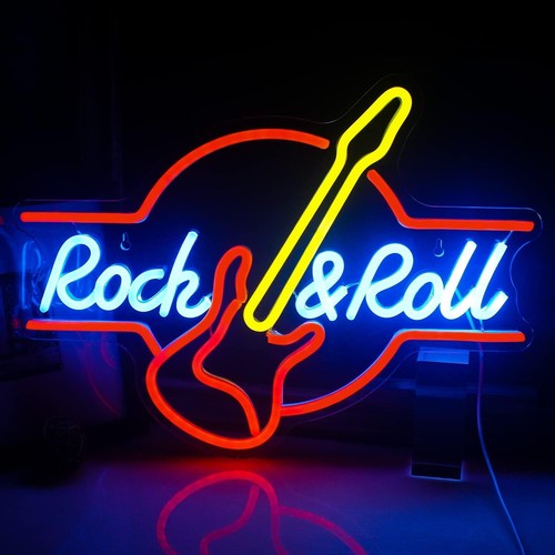 Chitarra rock roll neon - roll,
