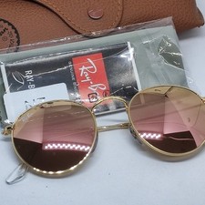 Occhiali sole uomo Ray-Ban RB3447 lenti rosa montatura oro usati pari nuovo