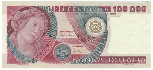100000 lire banca italia - lire, d'italia