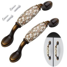2 Pezzi Maniglia Ceramica Floreale,Vintage Pomelli per Mobili della Cucina A