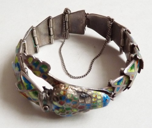 Bracelet argent massif émail - bracelet,