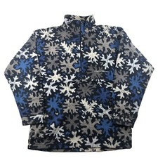 Vintage Y2K Conte of Florence Blue Crazy pattern Fleece Pile Fleecejacke L