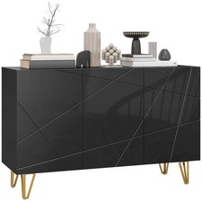 HOMCOM Mobile Contenitore con 2 Armadietti e Ripiano Regolabile Nero e Oro