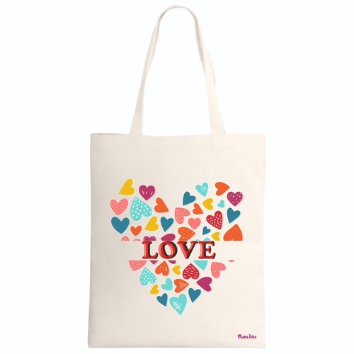 Borsa poliestere ecru disegno - borsa,