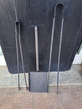 ATTRZZI DA CAMINO N.3 PEZZI IN FERRO BATTUTO  XVIII SECOLO VEDI FOTO    