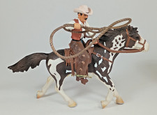 Figurina cavallo Schleich 2005 con cavaliere lazo cowboy.