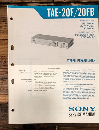 Sony tae 20f 20fb - sony, tae-20f