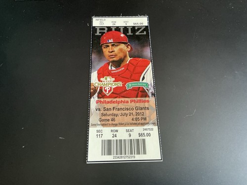 Biglietto phillies 2012 stub - biglietto,