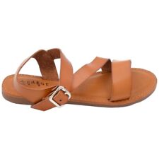 Sandalo basso cuoio tre fasce