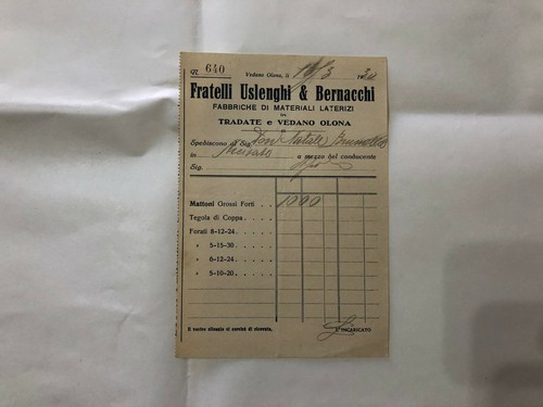 Ricevuta fratelli uslenghi - uslenghi, &