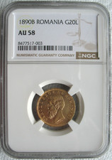 Romania 1890-B Gold 20 Lei NGC