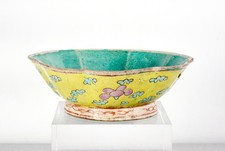 ⚜️ ANTICA CIOTOLA CERAMICA SMALTO CINA EPOCA GUANGXU 1800 ALZATA PIATTO CINESE