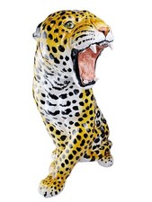 Leopardo terracotta smaltata