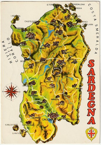 Sardegna cartolina cartina - cartolina,