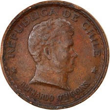 [#798870] Moneta, Cile, 20 Centavos, 1944, EF(40-45), Rame, KM:177