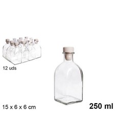 12 Bottiglie Piccole di Vetro 250 ml cn Tappo Bomboniere Liquore Limoncello Olio
