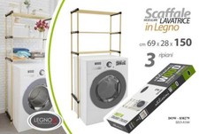 ORGANIZER LAVATRICE SCAFFALE LEGNO MOBILE BAGNO MENSOLE 3 RIPIANI LAVANDERIA