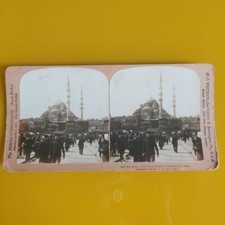 ANTICA FOTO STEREO ANIMATA TURCHIA NEW MOSCHEA MADRE SULTANO COSTANTINOPOLI 1901