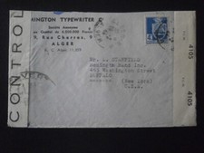 ALGERIE ALGERIA ENVELOPPE LETTRE COVER ALGER AVION CENSURE DOUBLE ANGLETERRE USA