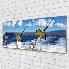 Pittura Su Vetro 125x50 Tempereto Immagine Pesca Mare Paesaggio