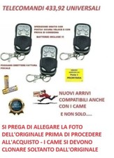 3 TELECOMANDI PER CANCELLO AUTOMATICO UNIVERSALE A 433,92 MHZ UNIVERSALE 