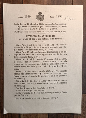 Italia 1920 regio decreto - regio,