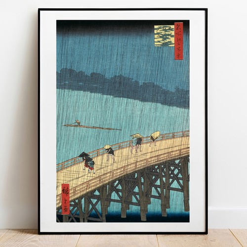 Stampa hiroshige ohashi - stampa, ponte