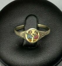 ARTE SACRA ANELLO ANTICO SANTI MEDICI METALLO CERAMICA DIPINTO A MANO 