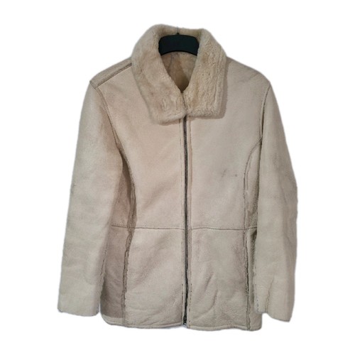 Giacca pelle shearling panna