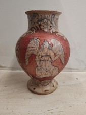 maiolica antica  orcio raffigurate arcangelo Gabriele in Lustro rosso rubino 