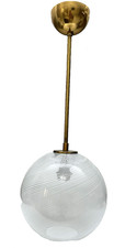 VENINI LAMPADA SOSPENSIONE  VETRO MURANO MEZZA FILIGRANA SPIERALE SWIRL ANNI 60