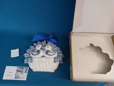 1980 LENE THUN Formella ceramica Coppia Pulcini Bianco Blu NUOVO!! ART.A633C1F