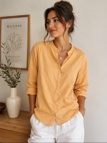Top camicia zara arancione - top,