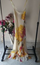Abito lungo ANNA RISKA Elegante tg. M Spun Rayon Giallo pastello Come Nuovo