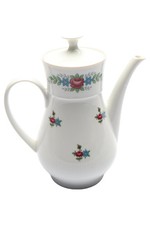 Bavaria Porzellan Caffettiera Bianca Motivo Floreale Vintage 22cm